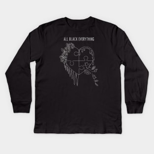 All Black Everything Four Seasons Puzzle Kids Long Sleeve T-Shirt